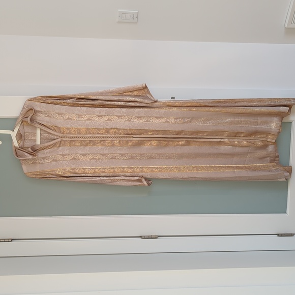 Silk Metallic Gold Kaftan from Morocco - Picture 2 of 6